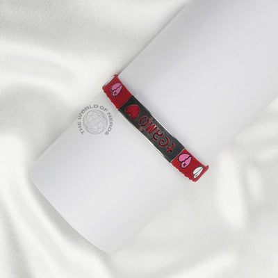 Red Fabric Bracelet with Metal Plate Imported Fashion Accessory