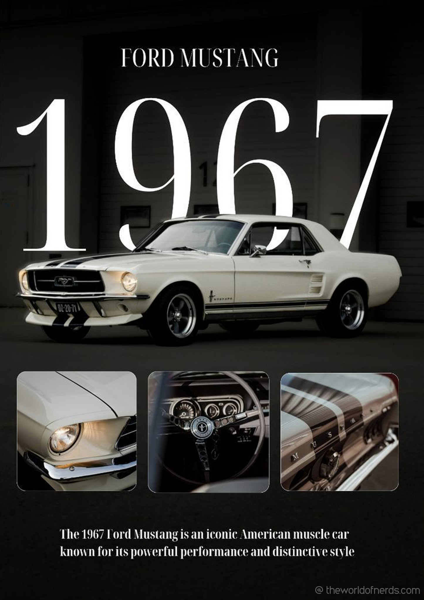 Ford Mustang 1967 A3+ HD Classic Car Wall Poster - The World Of Nerds