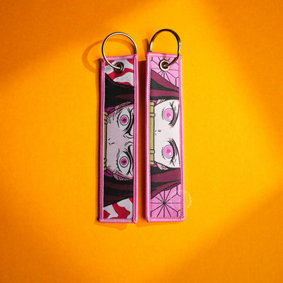 Demon Slayer Keychain | Double-Sided Fabric Key Ring with Nezuko Kamado