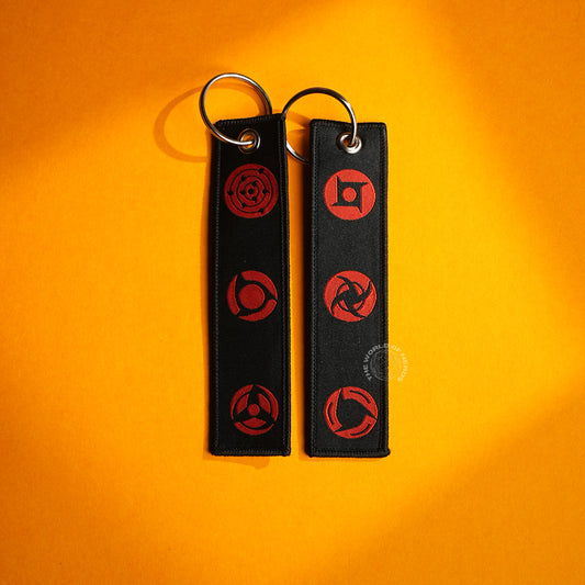 Stylish Black Keychain with Red Sharingan Patterns