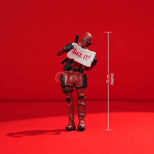Bold Deadpool Figurine Holding Funny Sign