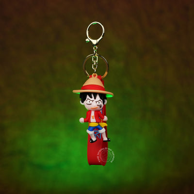 One Piece Monkey D. Luffy Straw Hat Chibi 3D Rubber Keychain