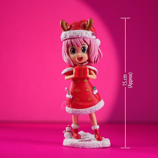Festive Holiday Collectible – Pink-Haired Anime Figurine