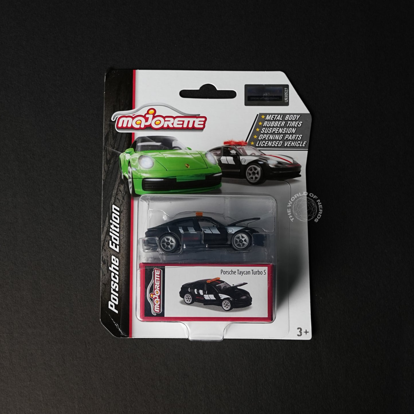 Majorette Porsche Taycan Turbo S Police Edition Diecast Car - The World Of Nerds