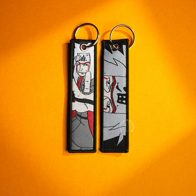 Naruto Jiraiya Keychain | Double-Sided Fabric Key Ring Anime Accessory
