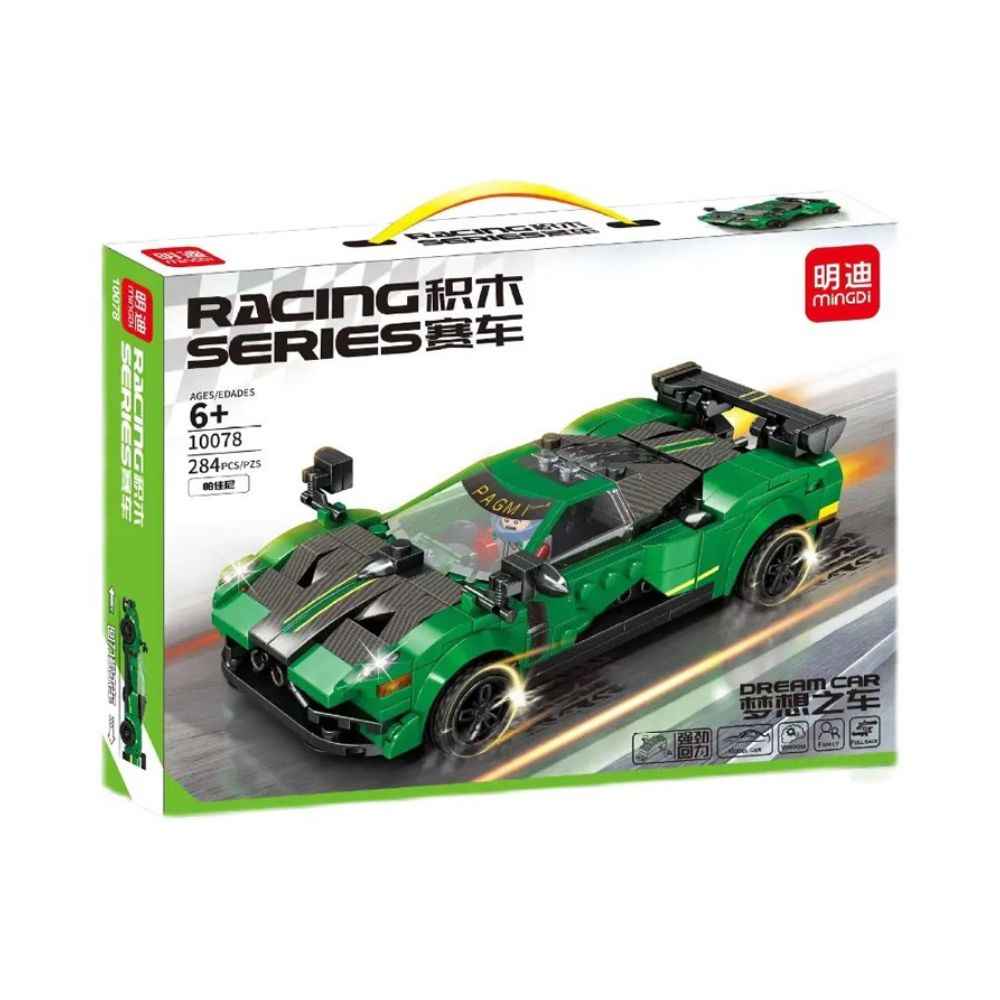 MINGDI Racing Series Pullback Car Blocks - 284 PCS Green Dream Car Set