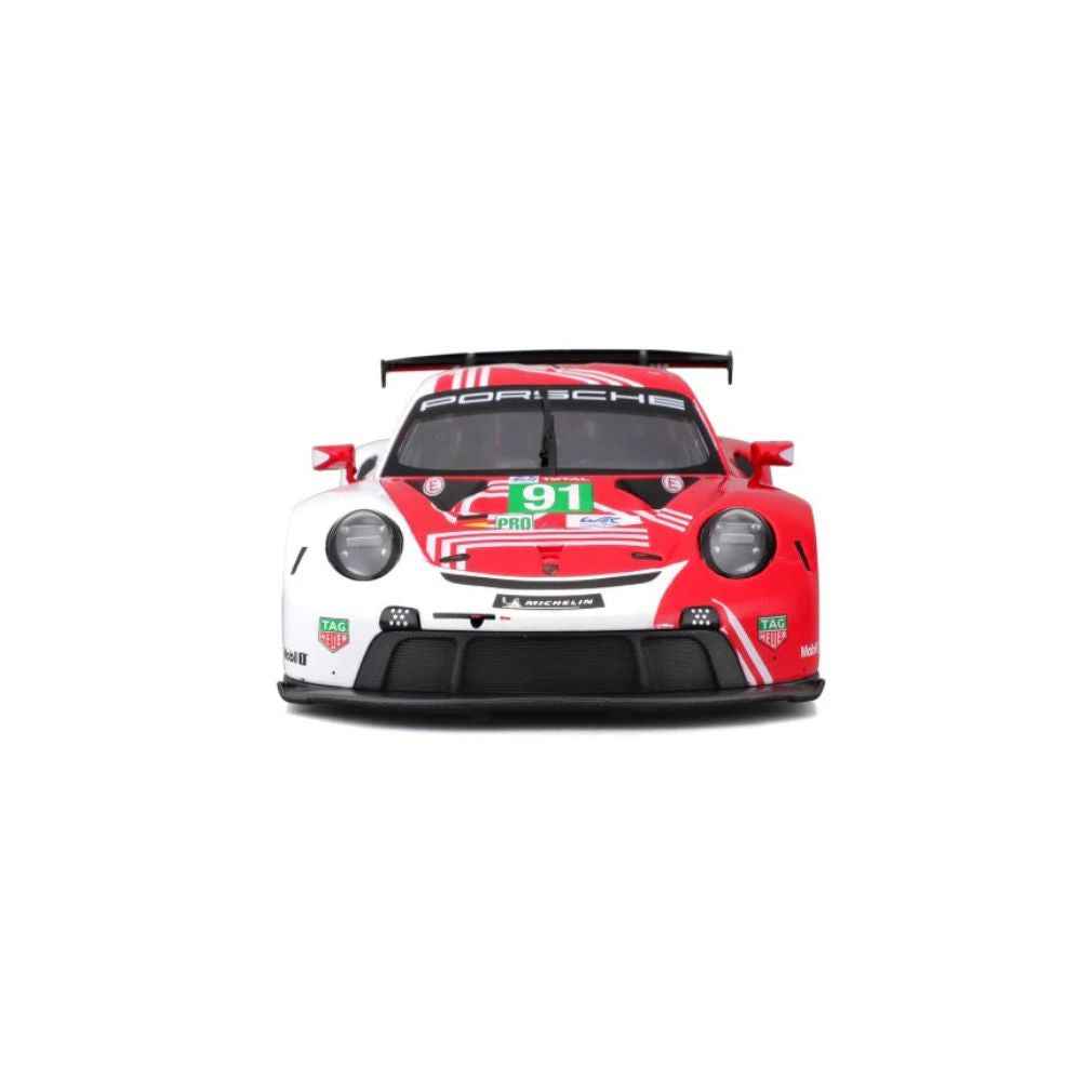 BBURAGO Porsche 911 RSR 1:24 Scale Model - White-Red Color