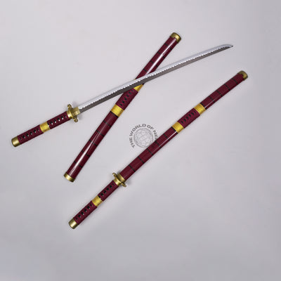 Zoro Red Sandai Kitetsu Wooden Katana – One Piece Anime Sword - 2