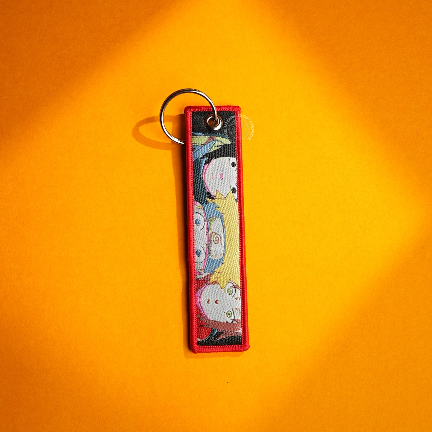 Naruto Anime Keychain | Double-Sided Fabric Key Ring with Naruto, Sakura & Sasuke