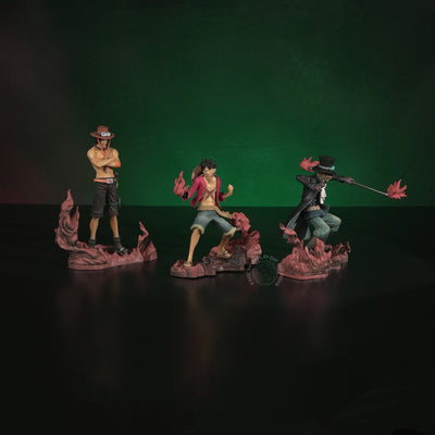 One Piece 3-Piece Action Figure Set – Luffy, Ace & Sabo Anime Collectibles with Effect Bases - 2