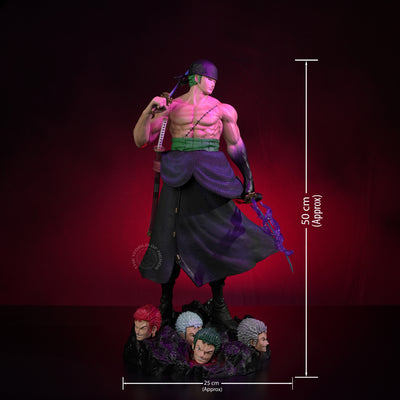 Roronoa Zoro Multi-Head Action Figure 50cm – One Piece Premium Anime Collectible with Diorama Base - 2