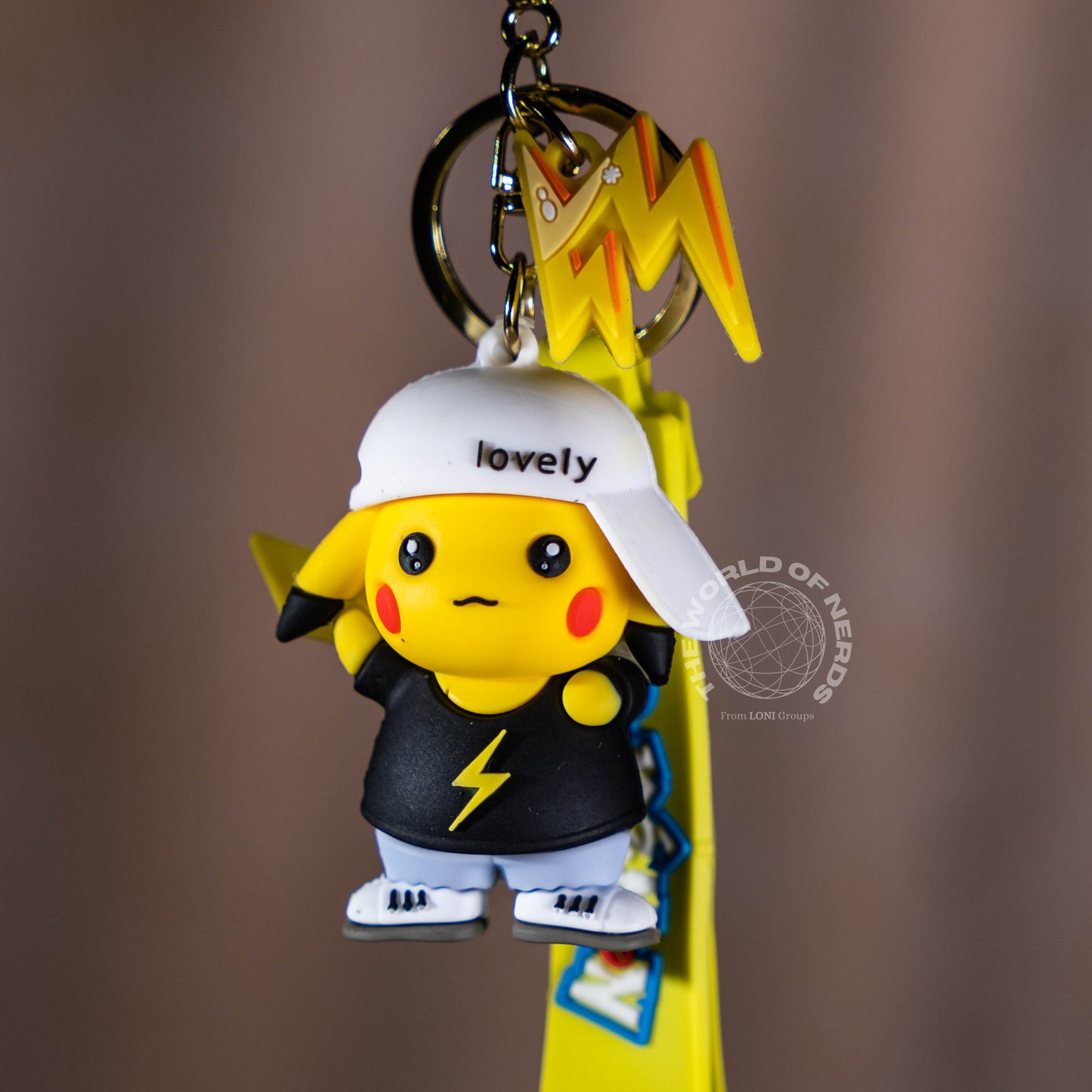 POKEMON PIKACHU WITH BASE BALL CAP KEYCHAIN