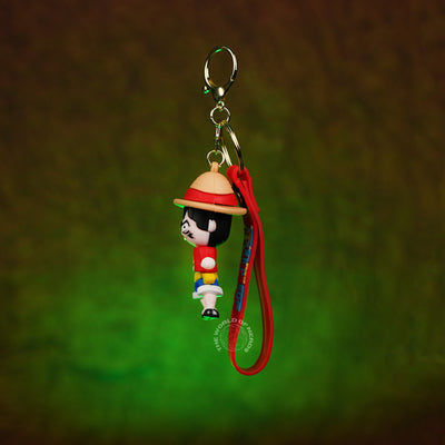 One Piece Monkey D. Luffy Straw Hat Chibi 3D Rubber Keychain - 2