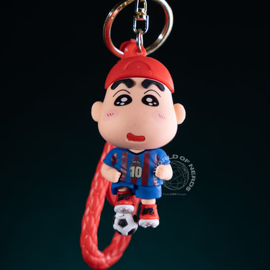 SHIN CHAN IN BLUE JERSEY WITH FOOTBALL KEYCHAIN