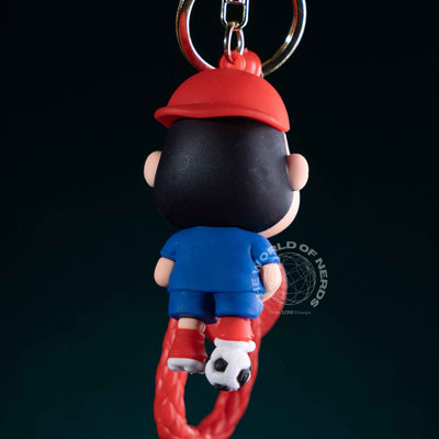 SHIN CHAN IN BLUE JERSEY WITH FOOTBALL KEYCHAIN - Perfect Shin Chan Football Keychain Gift - 2
