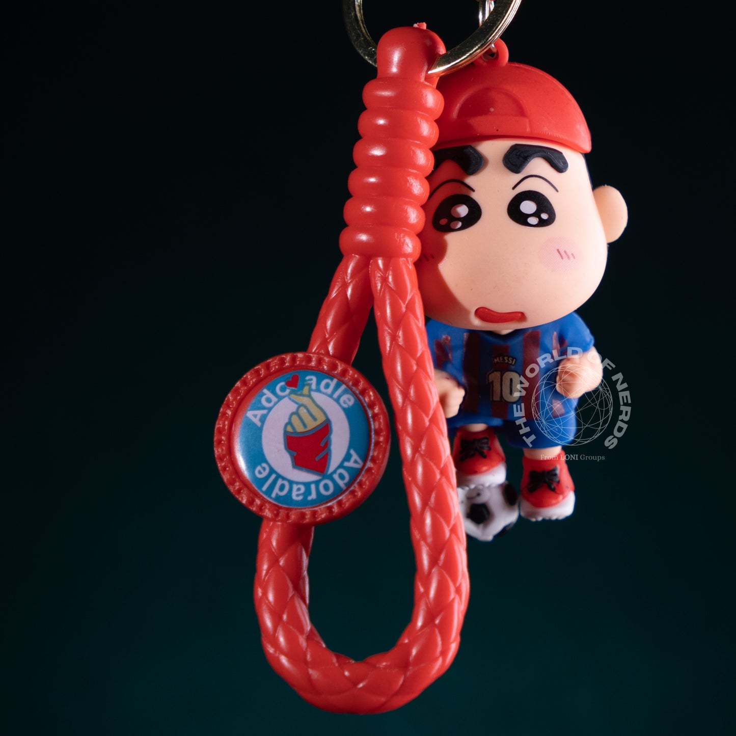 SHIN CHAN IN BLUE JERSEY WITH FOOTBALL KEYCHAIN