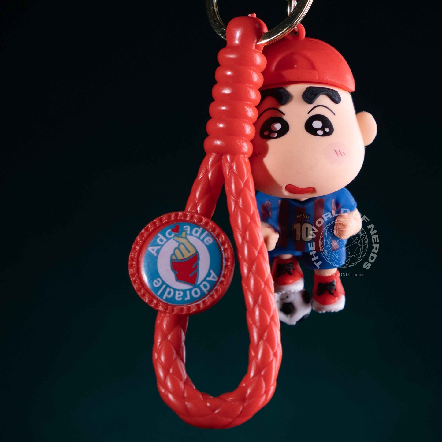 SHIN CHAN IN BLUE JERSEY WITH FOOTBALL KEYCHAIN - Perfect Shin Chan Football Keychain Gift