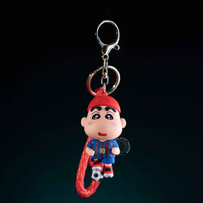 SHIN CHAN IN BLUE JERSEY WITH FOOTBALL KEYCHAIN - Perfect Shin Chan Football Keychain Gift