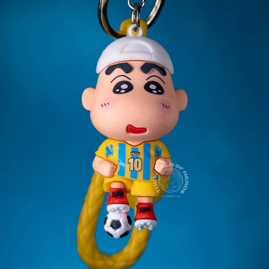 SHIN CHAN IN YELLOW JERSEY WITH FOOTBALL KEYCHAIN
