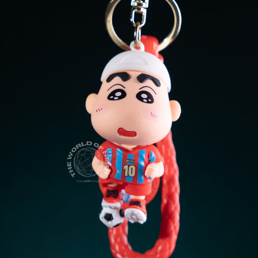 SHIN CHAN IN RED JERSEY WITH FOOTBALL KEYCHAIN