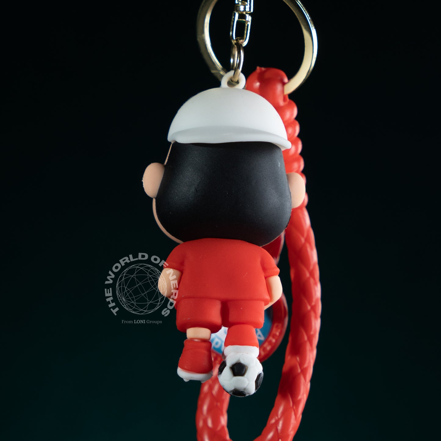 SHIN CHAN IN RED JERSEY WITH FOOTBALL KEYCHAIN