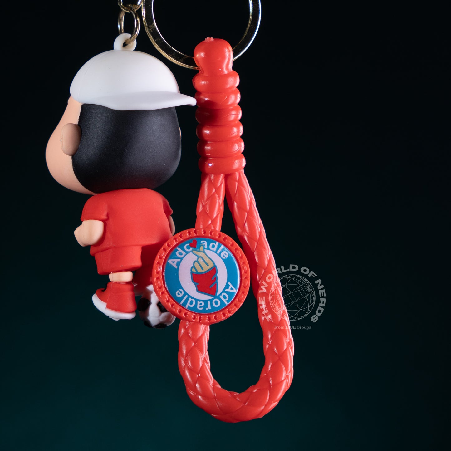 SHIN CHAN IN RED JERSEY WITH FOOTBALL KEYCHAIN