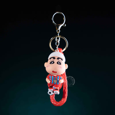 SHIN CHAN IN RED JERSEY WITH FOOTBALL KEYCHAIN - Perfect Shin Chan Keychain for Fans