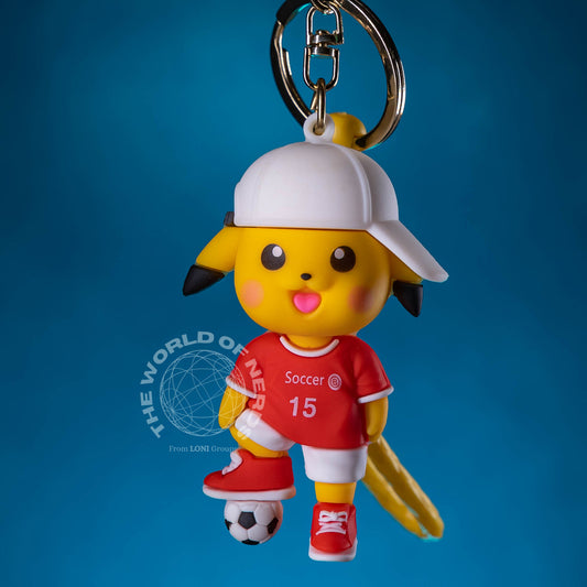 PIKACHU WITH FOOTBALL KEYCHAIN