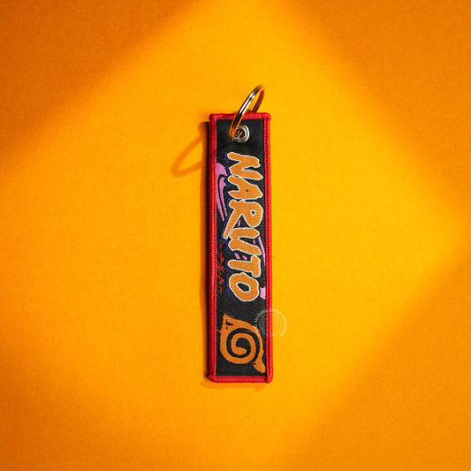 Naruto Anime Keychain | Double-Sided Fabric Key Ring with Naruto, Sakura & Sasuke