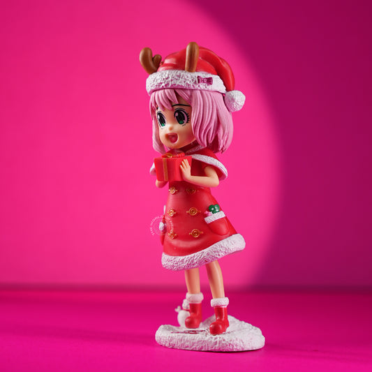Festive Holiday Collectible – Pink-Haired Anime Figurine