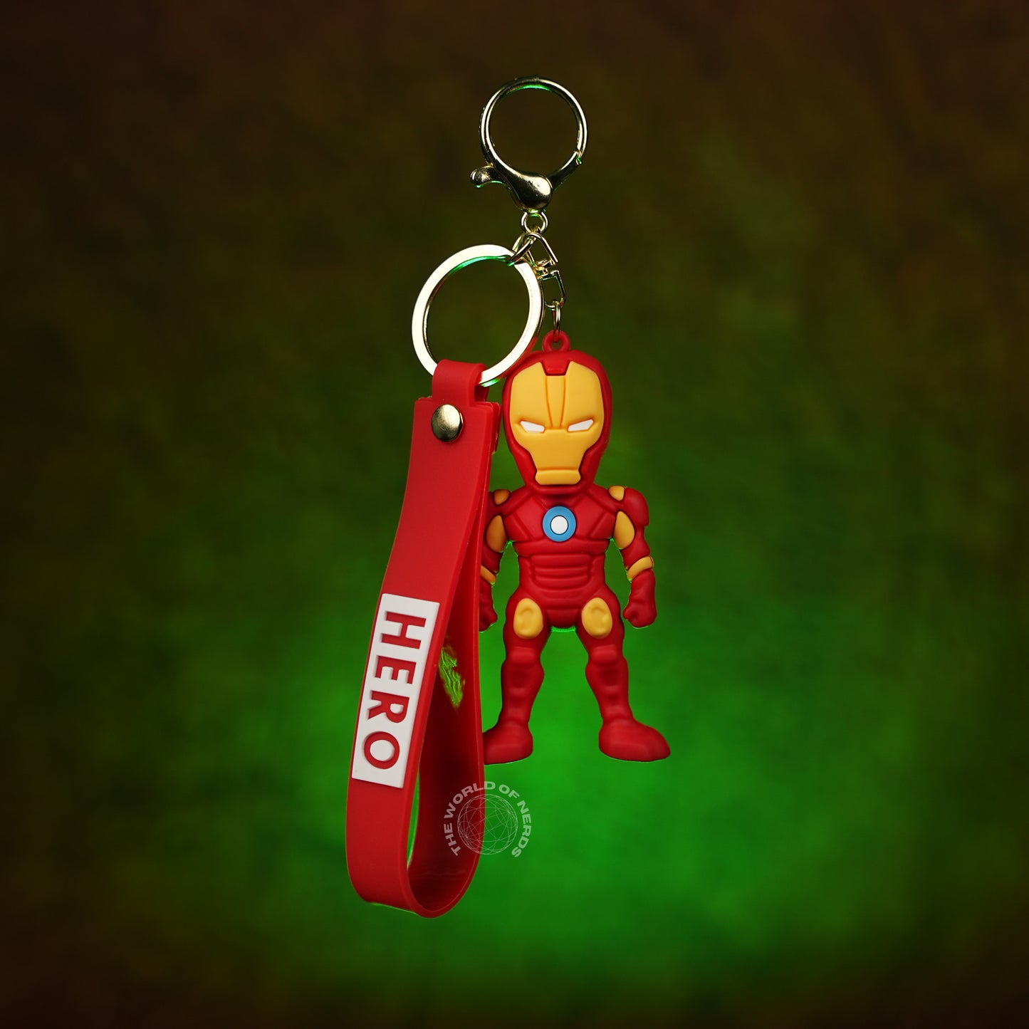 Iron Man Classic Chibi 3D Rubber Keychain with “Hero” Strap - The World Of Nerds