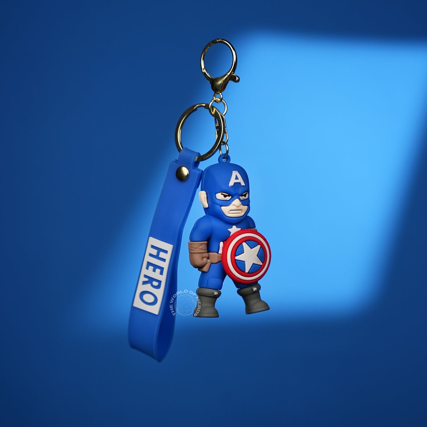 Captain America Classic Chibi 3D Rubber Keychain with “Hero” Strap - The World Of Nerds