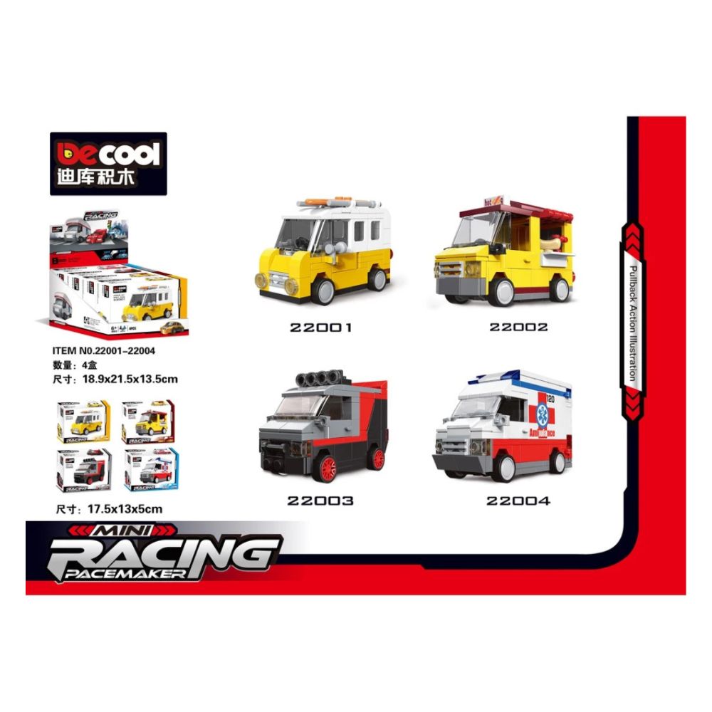DECOOL MINI RACING PACEMAKER BRICKS PULLBACK AMBULANCE