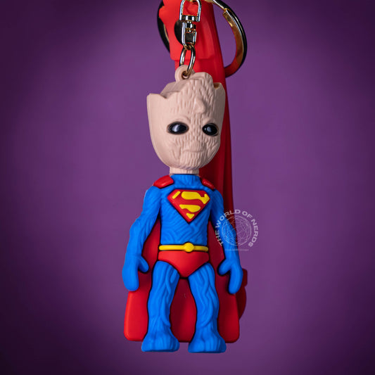 GROOT AS SUPERMAN KEYCHAIN
