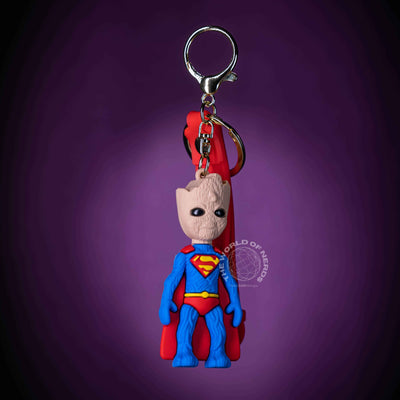 Groot Superman Keychain - Unique Marvel-Inspired Accessory for Fans