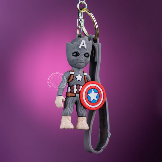 GROOT AS CAPTAIN AMERICA KEYCHAIN