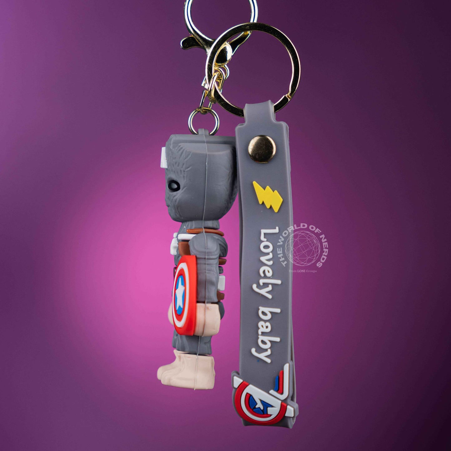 Groot Captain America Keychain - Heroic Charm for Marvel Fans