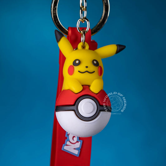 PIKACHU ON POKEBALL KEYCHAIN