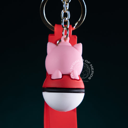 JIGGLYPUFF ON POKEBALL KEYCHAIN