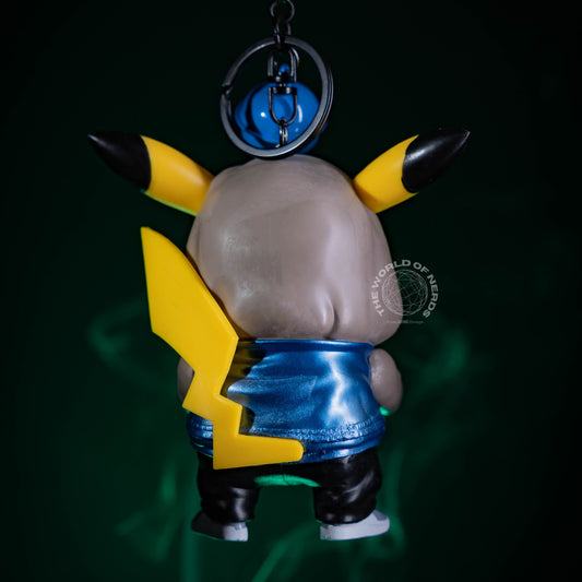 PIKACHU IN BLUE AND GREY HOODY KEYCHAIN