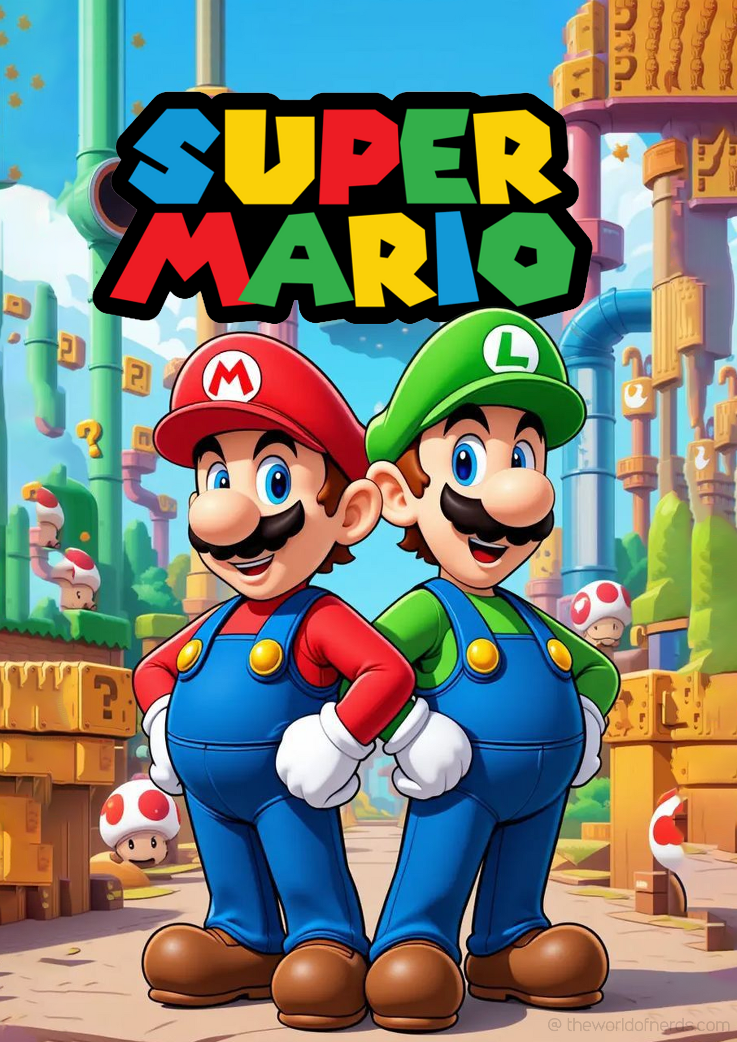 Retro Game Brothers A3+ HD Cartoon Wall Poster - The World Of Nerds