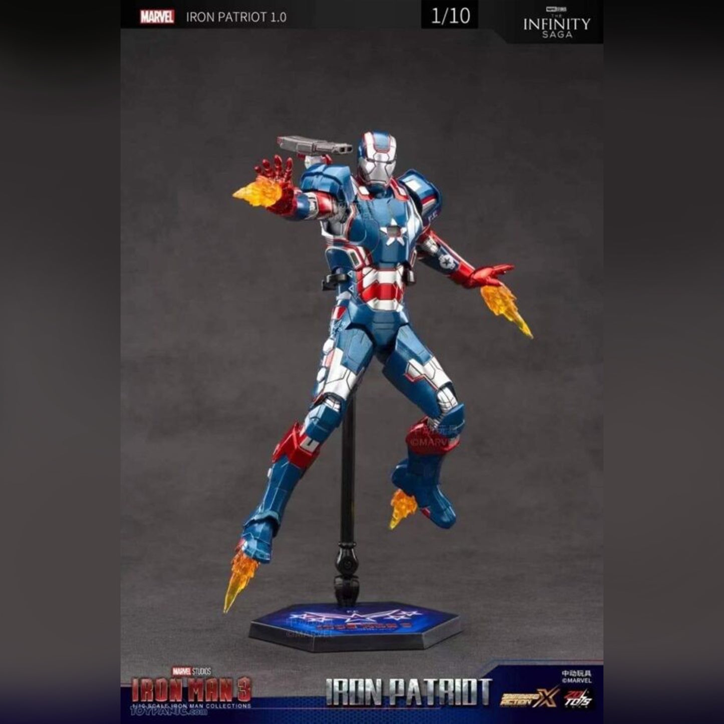 ZD toys Iron Patriot Collectible Figure – Premium Armor Finish with FX Accessories - The World Of Nerds