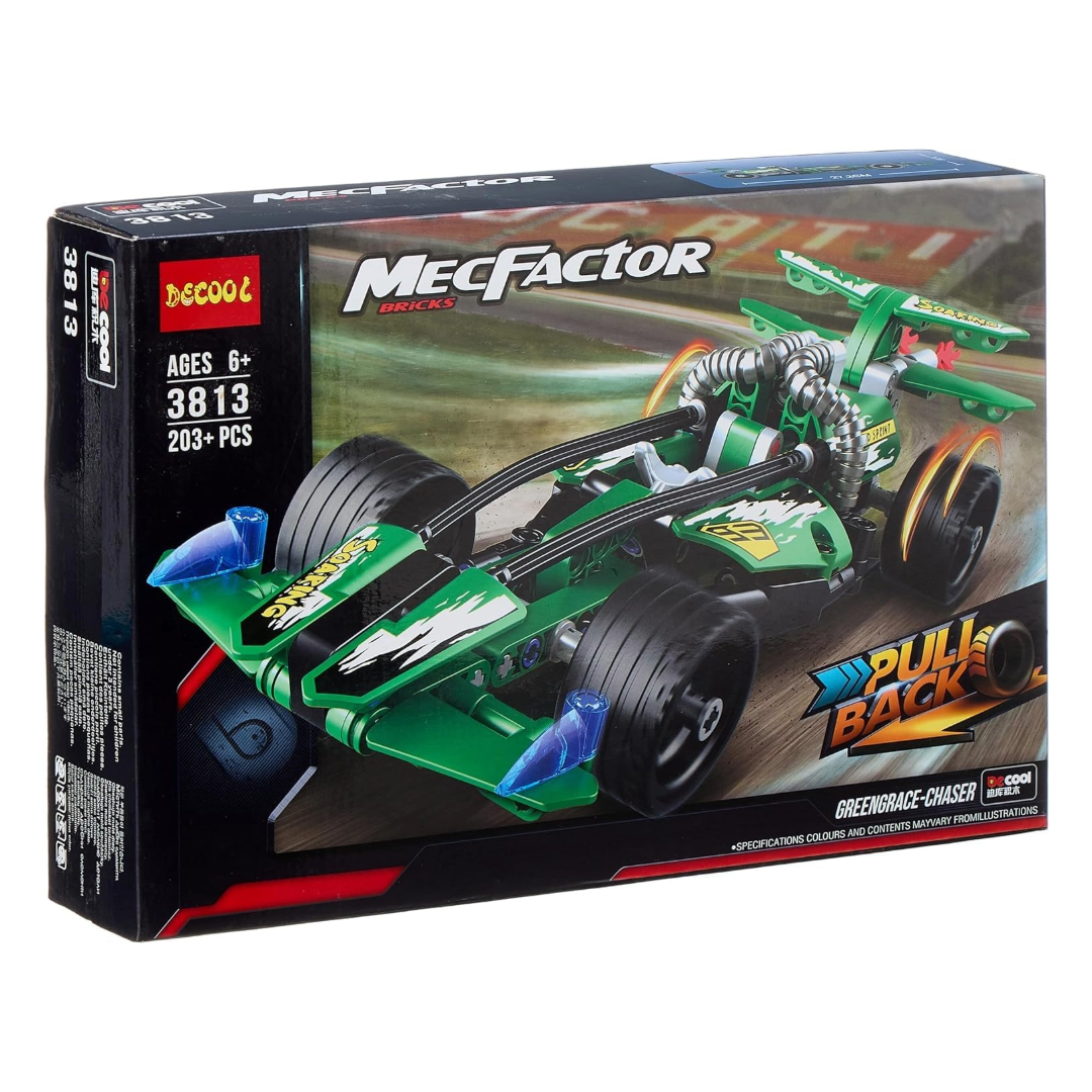 DECOOL MEC FACTOR BRICKS PULLBACK GREENRACE CHASER 203+ PCS BLOCKS