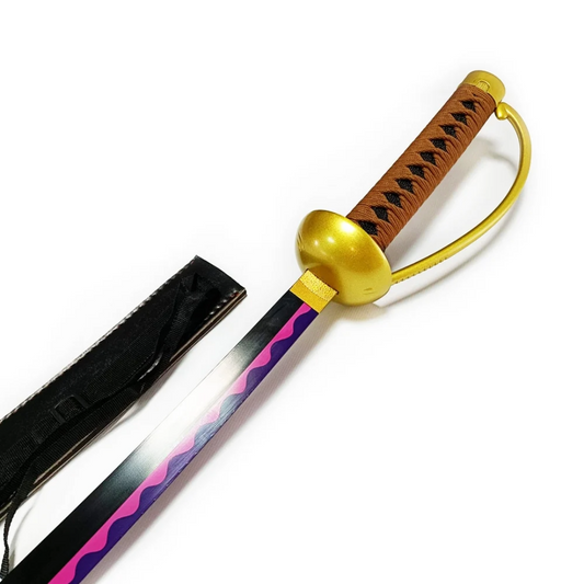 GOLD ROGER"S ACE WOODEN KATANA WITH LEATHER POUCH