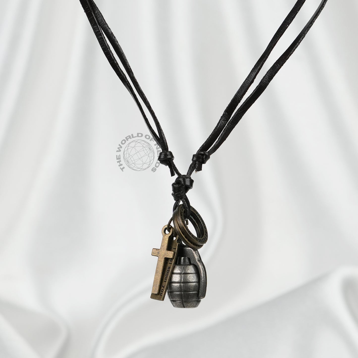 Antique Silver Grenade Leather Chain Stylish Fashion Accessory - The World Of Nerds