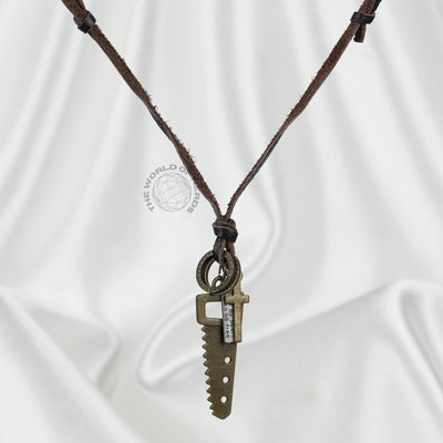Metal Saw Tool Leather Chain Stylish Fashion Accessory