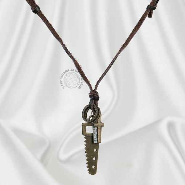 Metal Saw Tool Leather Chain Stylish Fashion Accessory