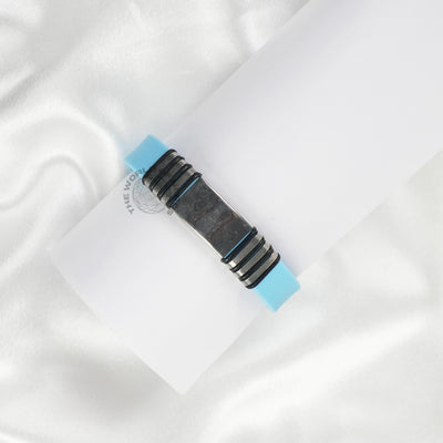 Blue Leather Bracelet with Metal Plate Imported Fashion Accessory