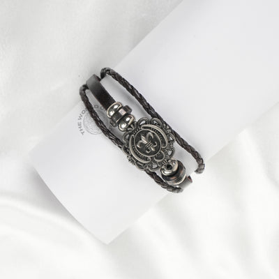 Flower & Bead Leather Bracelet Imported Fashion Accessory