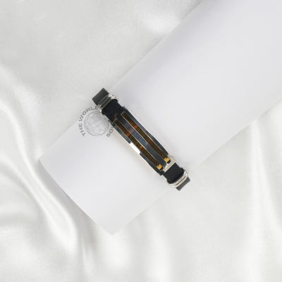 Black & Gold Stainless Steel Bracelet with Dual Bar Design Imported Fashion Accessory